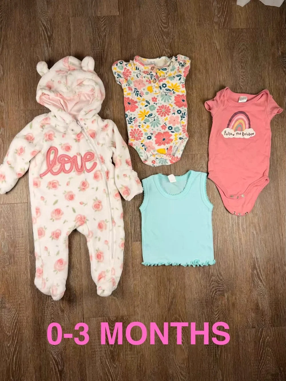 Baby Girl Newborn-3 Month Clothing Lot 13 Pieces Rompers Bodysuits Pants | NB-3M